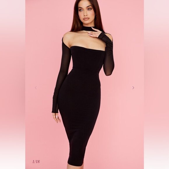 House of CB Milarose Black Mesh Corset Midi Dress - Picture 1 of 9